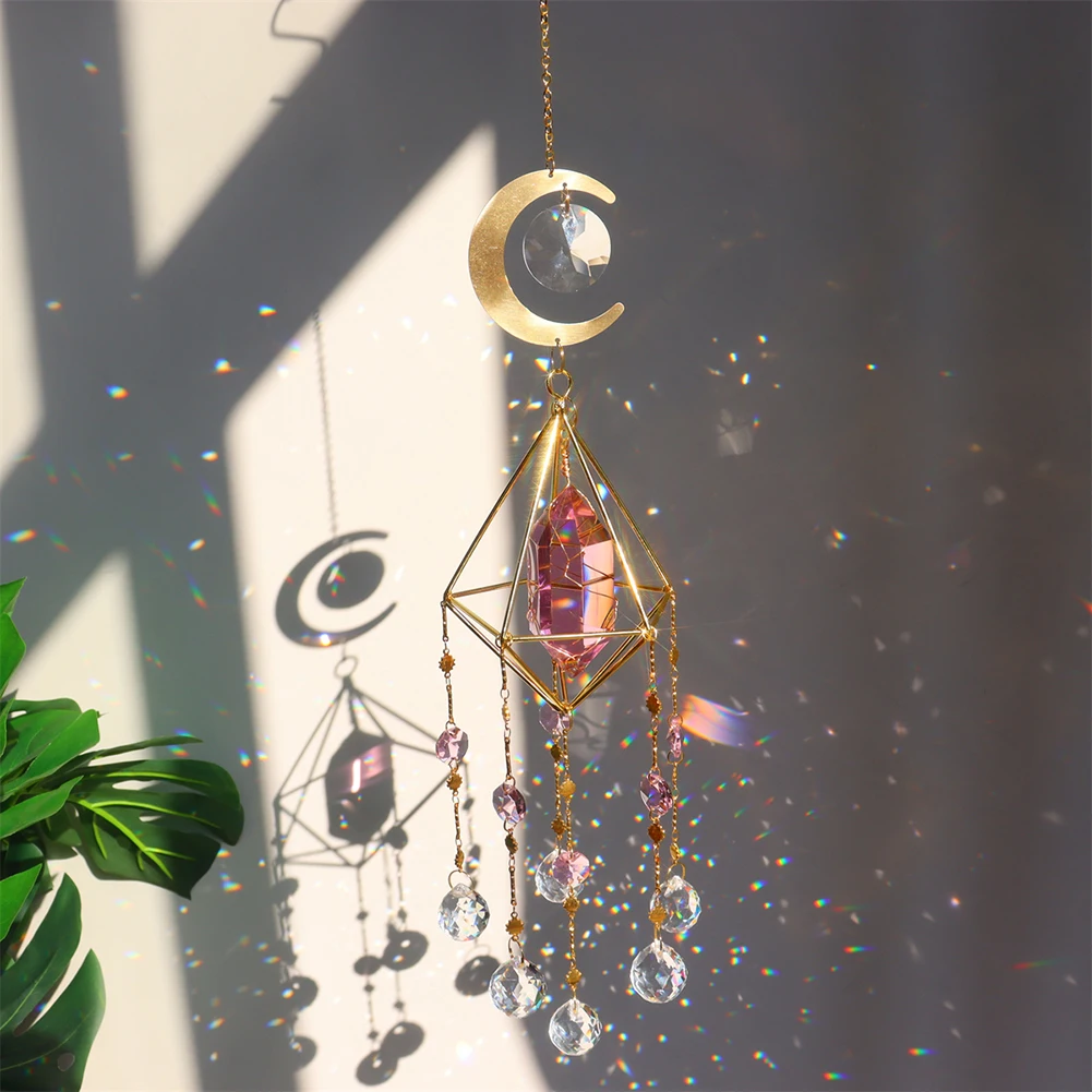 Crystals Big Wind Chime Prism Sun Catcher Handmade Jewellery Rainbow Chaser Hanging WindowPendant Home Garden Decor Ornament