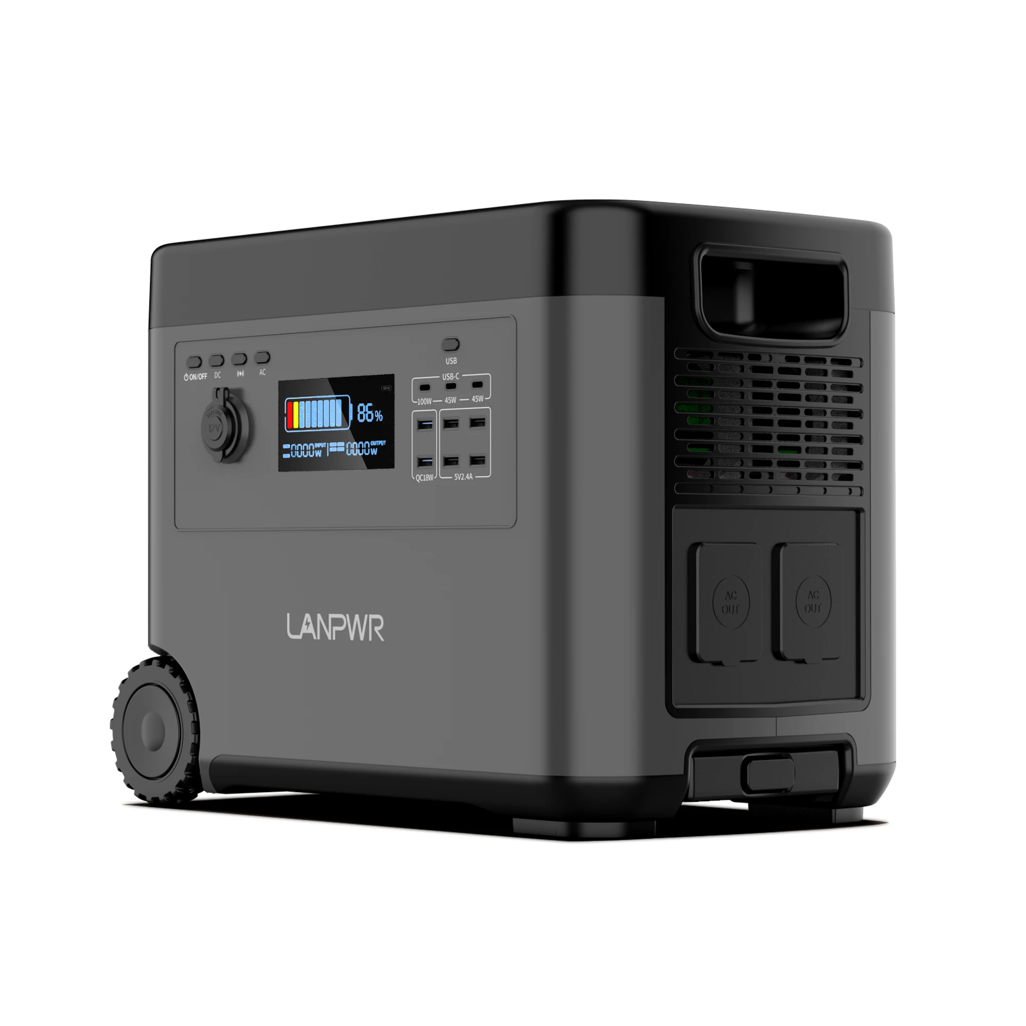 Lanpwer Portable Power Station 2160Wh Output Energy Supply Storage Solar Generator Lifepo4 2500W Energy Storage Lithium Battery