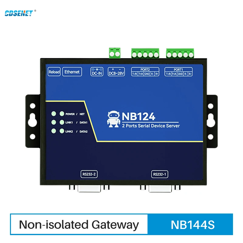 

2 Channel RS485/RS232/RS422 to Ethnernet Serial Server CDSENT NB124S TCP UDP MQTT HTTP Modbus Gateway TCP- RTU Watchdog