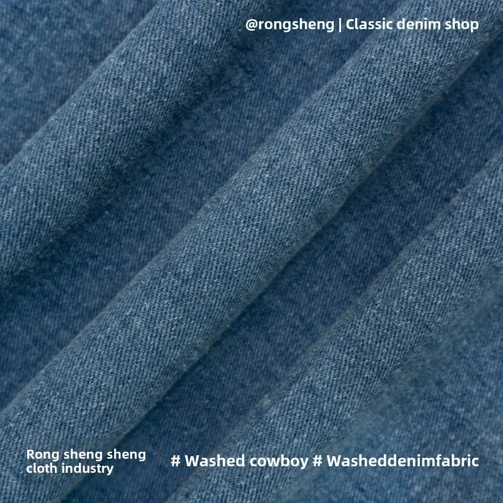 Thickened Autumn Winter Deep Blue Black Denim Fabric for Workwear Clothing Outerwear Sand Washed alo Denim Material