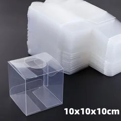 Set of 10 Clear Square Plastic Candy and Gift Boxes - Transparent (10cmx10cmx10cm)