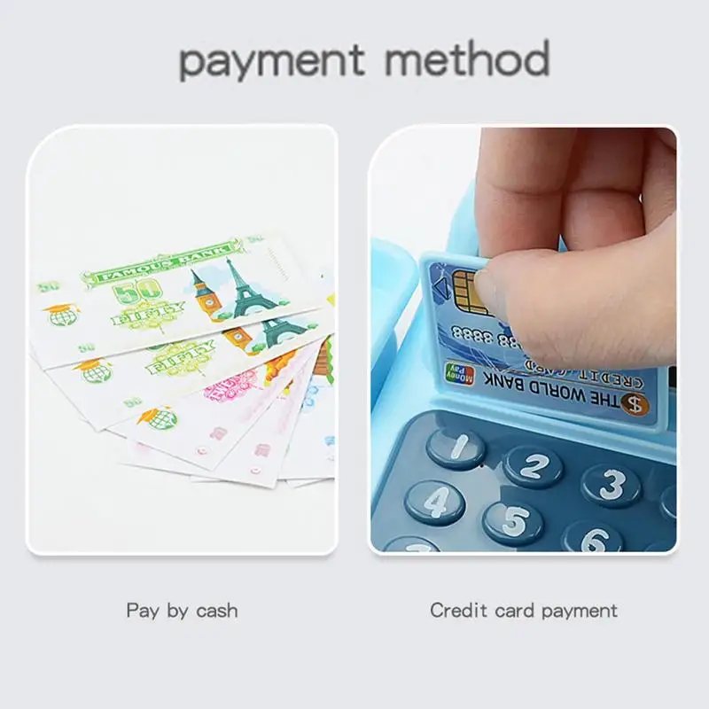 Market Shopping Cash Register Credit Card Machine Kids Play House Toys Simulation ATMs Model Kids Educational Toys Games