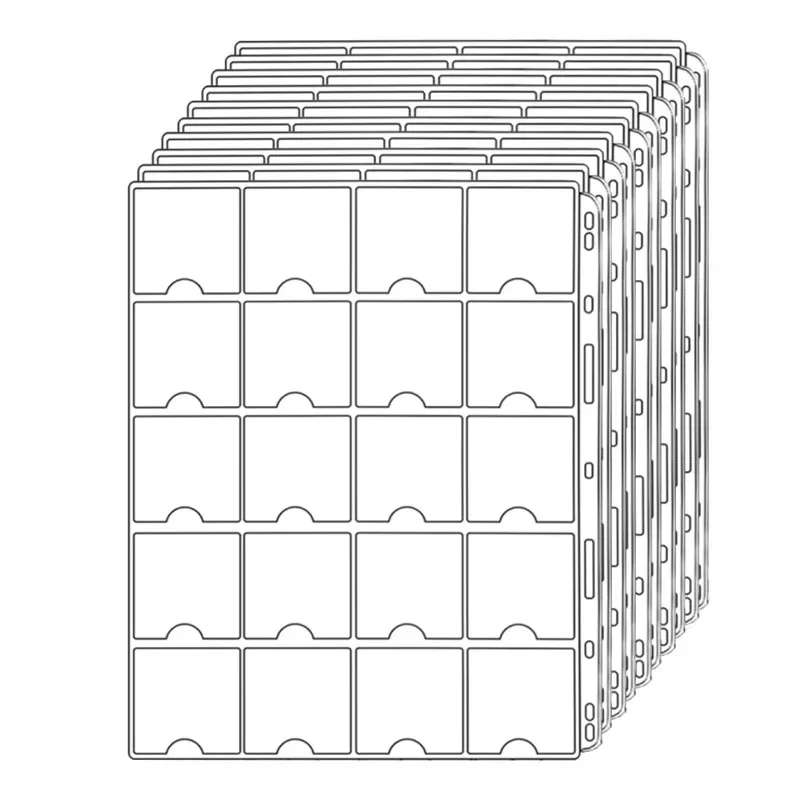 10 шт., карманы для монет 5x5 см (2x2 дюйма), обычные держатели для монет с 9 отверстиями, 20 карманов для большинства размеров