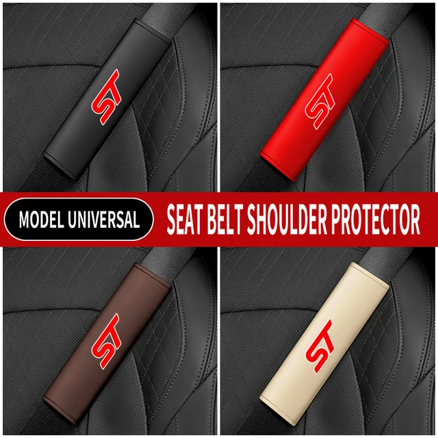 1PC Leather Car Seat Belt Shoulder Protector Cover Safety Belt Padding Pad For Ford ST Car Accessories