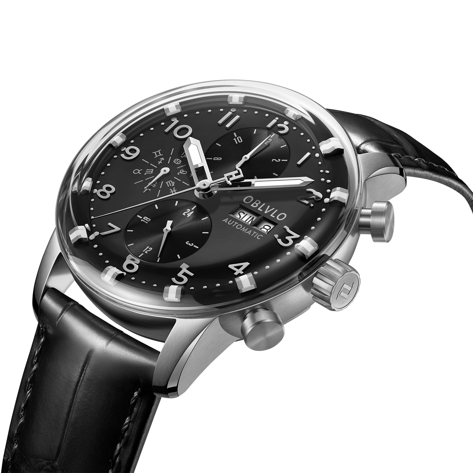 OBLVLO Orologio Analogico Automatico Uomo con Cinturino in Pelle OBL8238-YWS1