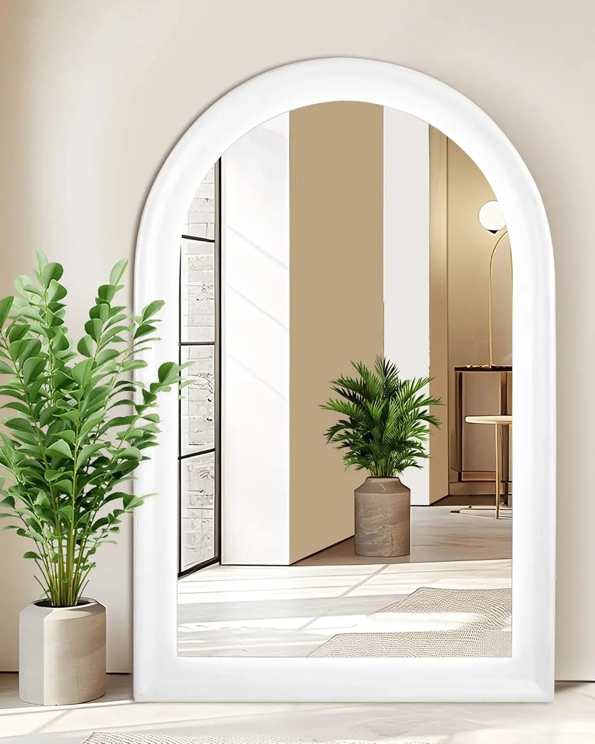 White Arched Bathroom Mirror. 24x36". White Wood Frame. Wall Mirror. For Bathroom, Living Room, Bedroom, Entryway