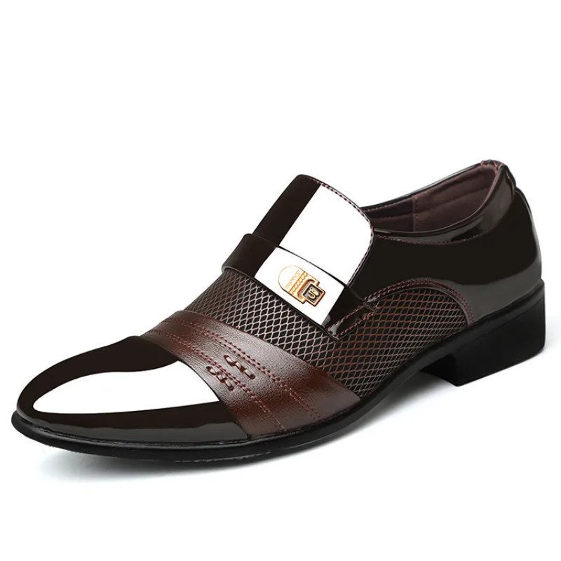 Spring & Autumn Patent Leather Men Shoes Slip-On Dress Business Formal Casual Large Size 38-48