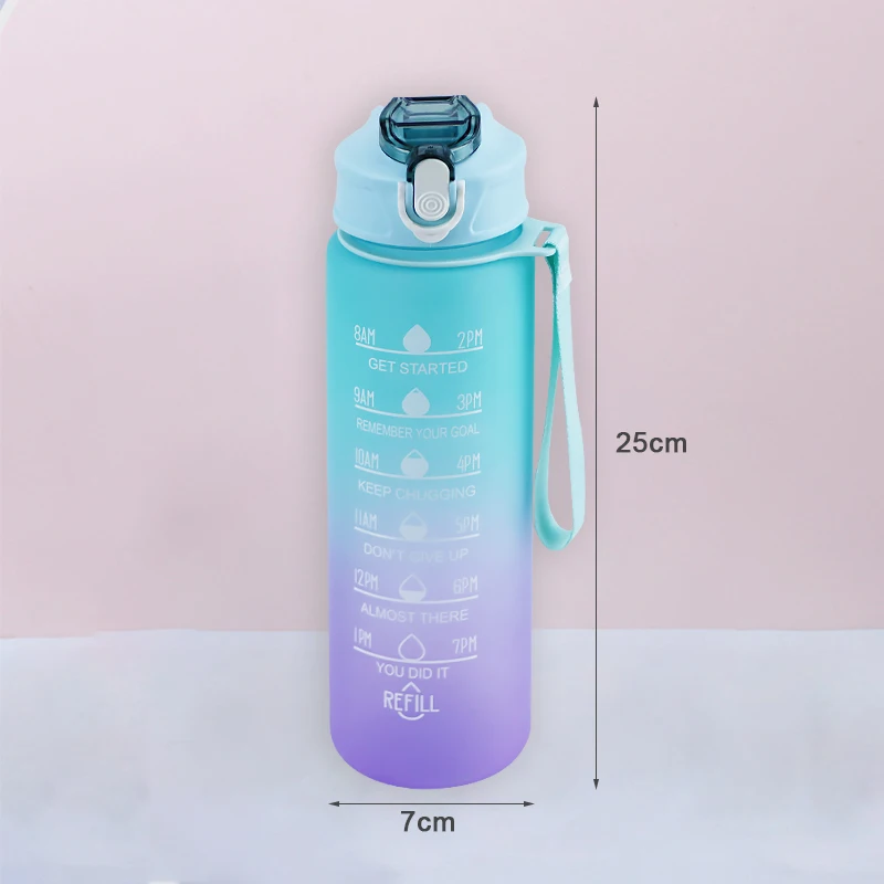 시간 마커가있는 900ML 스포츠 물병 누출 방지 컵 야외 스포츠 피트니스 BPA 무료를위한 동기 부여 휴대용 물병