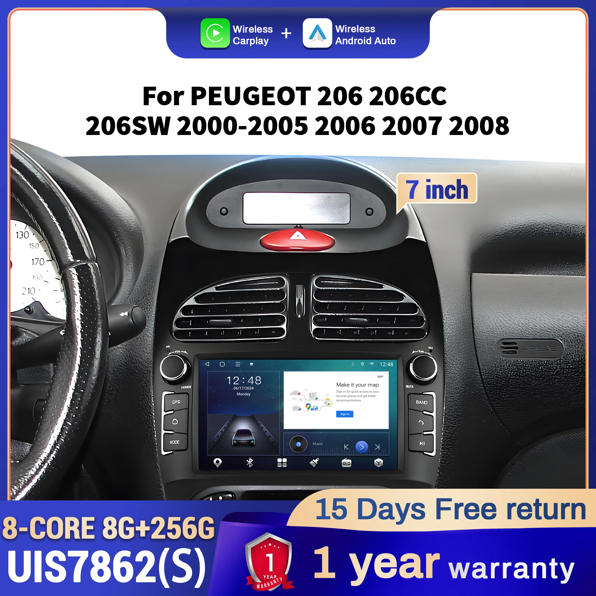 Kit Couvre-Pédales Frein & Embrayage Pour Peugeot 206 206CC - Style Sport Élégant 2005-2009