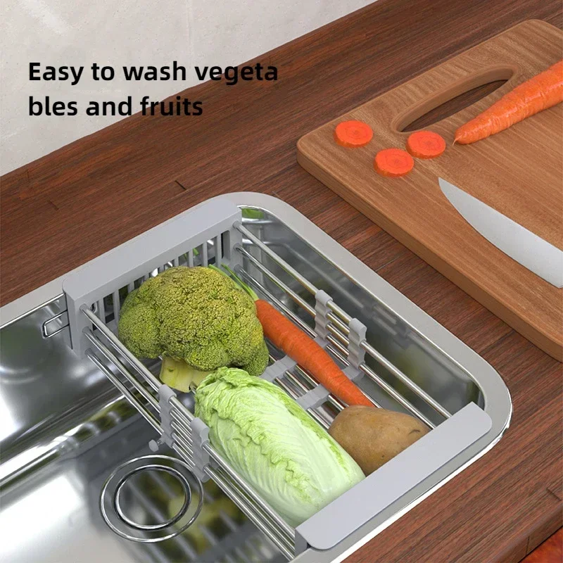 Expandable Dish Rack for Kitchen Sink Metal Dishing Drainer Multifunctional Basket of Dishes Sink Drying Rack Kitchen supplies bowl drying rack