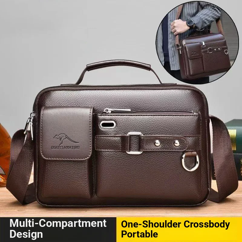 Borsa Messenger Retrò da Uomo con Design Impermeabile, Valigetta per Laptop di Grande Capacità per Ufficio, Viaggi e Scuola