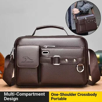 Borsa Messenger Retrò da Uomo con Design Impermeabile, Valigetta per Laptop di Grande Capacità per Ufficio, Viaggi e Scuola