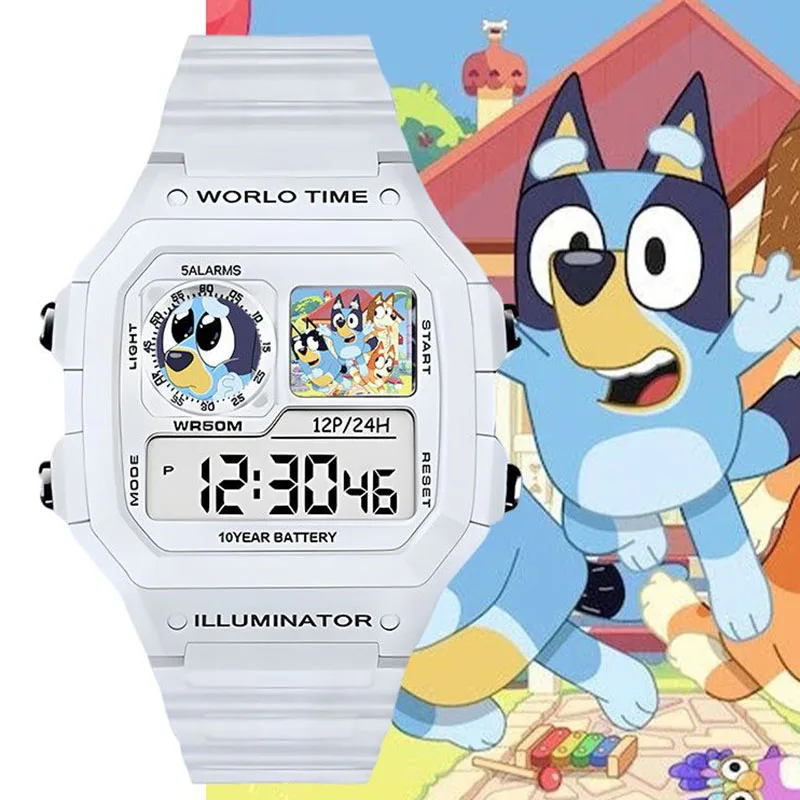 Anime Bluey Cartoon Watch Cute Kids Student Waterproof Wear Resistant Shockproof Kawaii Accessories Electronic Watch Toys Gift 3