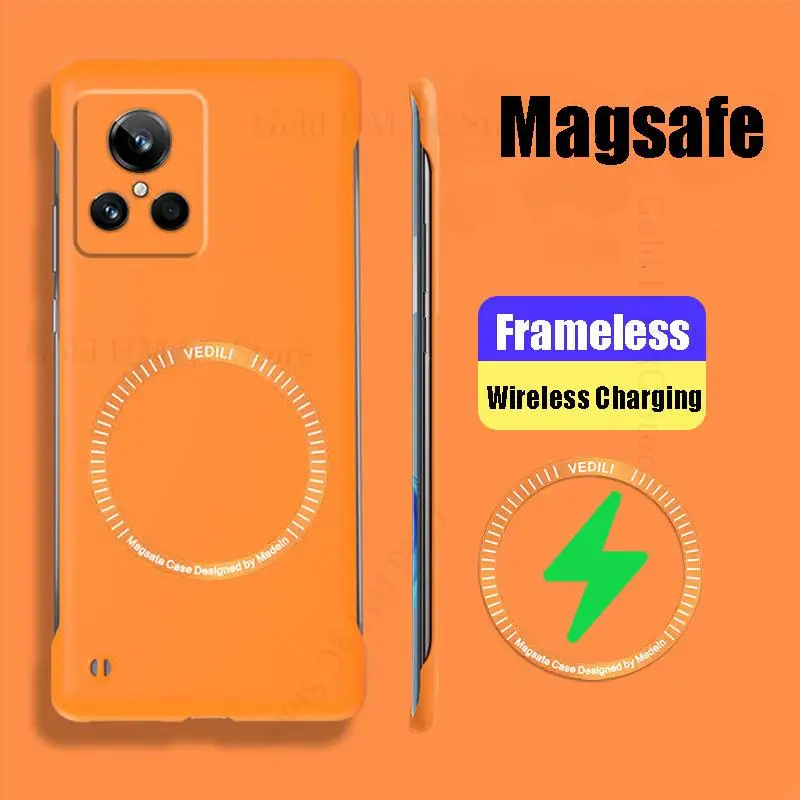 

For Magsafe Magnetic Frameless Case Capa For OPPO Realme GT Neo3 Neo2 Candy Color Matte Magsafing Cover For Realme GT2 Pro Funda