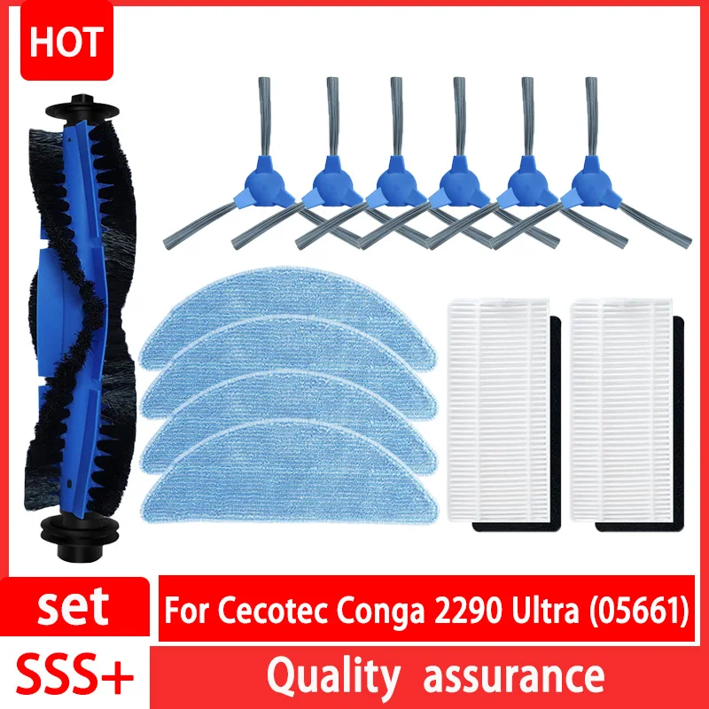 

Replacement Parts for Cecotec Conga 2290 Ultra Robot Vacuum Cleaner Spare Parts Main Brush Side Brush Hepa Filter Mop Rag