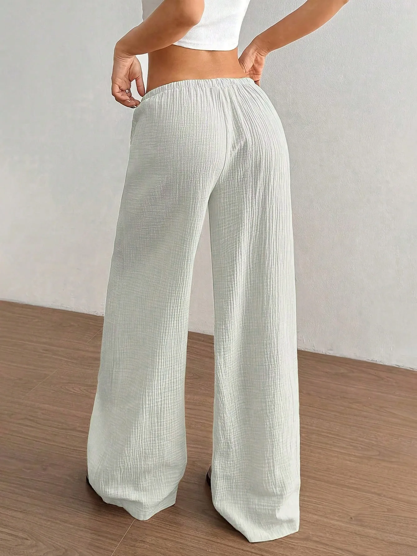 Pantalon large à jambes larges, uni, élégant et polyvalent pour femmes