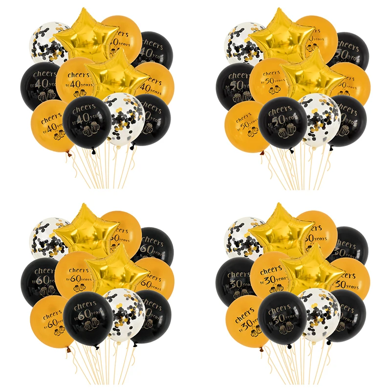 

18 30 40 50 60 Years Old Birthday Party Latex Balloons Adult Anniversary Happy Birthday Party Decor Digitals Number Confetti