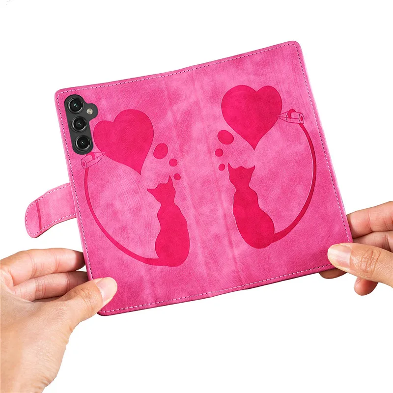 Cat Leather Phone Case - Stylish Flip Cover & Wallet Bag in Premium Design