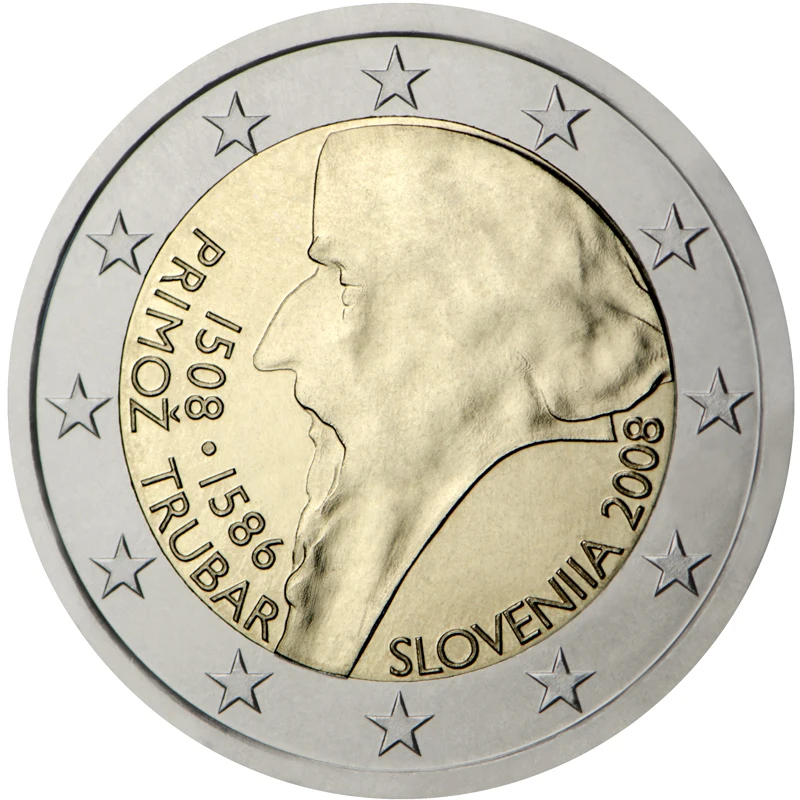 Slovenia 2008 Moneta Commemorativa Primo 500 ° Compleanno 2 Euro Unc Nuovo Di Zecca