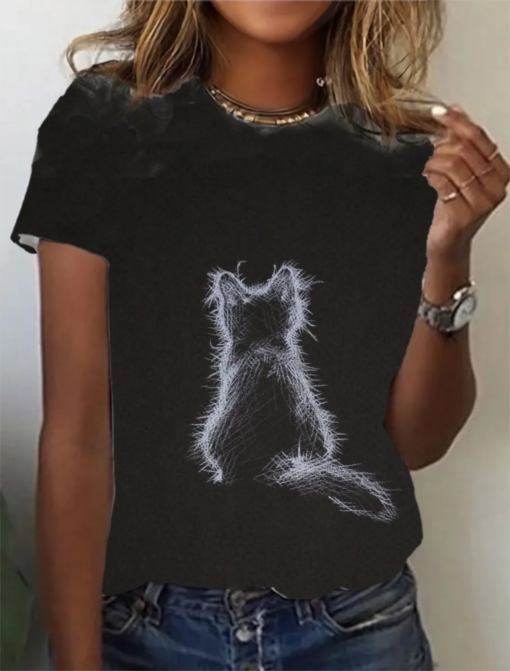 Fashion Women's T-shirt with wolf  Graphic 3D Printed Short Sleeve Summer  T-shirt oversized Polyester Fiber Clothing623_voghion.com
