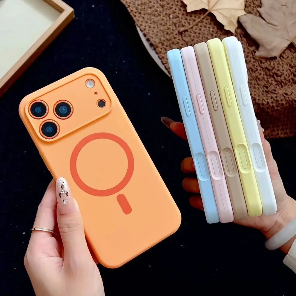 Luxury Liquid Silicone Magnetic Phone Case with MagSafe Compatibility and Wireless Charging Capability