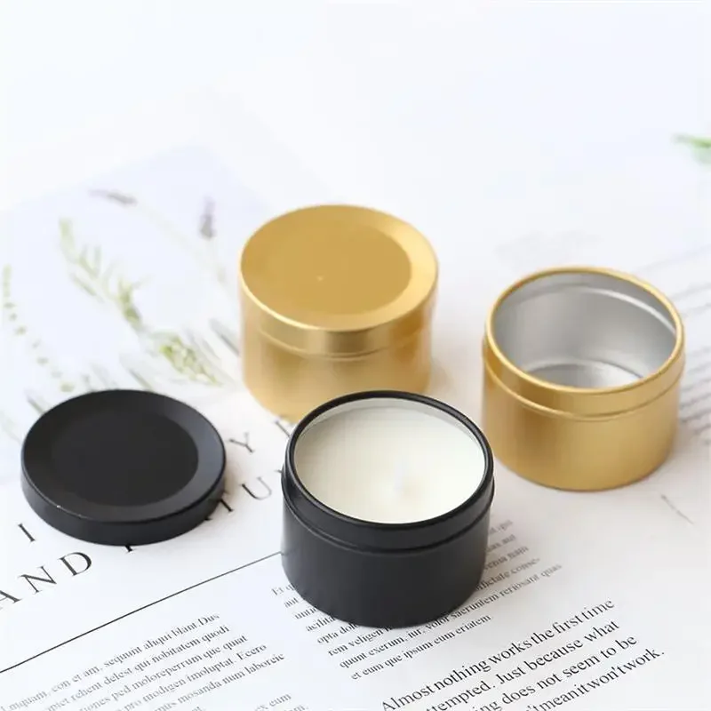 20Pcs 50g Gold Candle Jars with Lid Round Black Metal Storage Box Empty Cosmetic Cream Jar Pot Case Aluminum Tin Jar Tea Cans herve gambs eau italienne fragranced candle