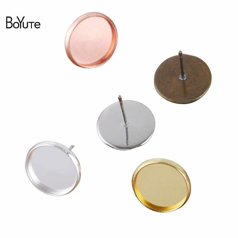 

BoYuTe (100 Pieces/Lot) Fit 8-10-12-14-16MM Cabochon Blank Earring Base Tray Diy Stud Earring Settings Jewelry Materials