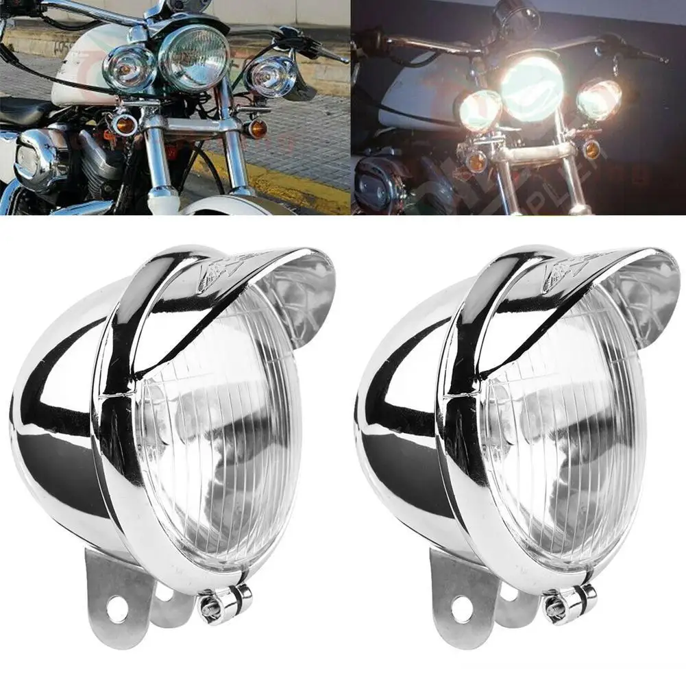 

1/2pc 12v Universal Moto Headlamp Color ABS Motorcycle Fog Lights Headlight Lamp Motorcycle Spare Parts Lighting