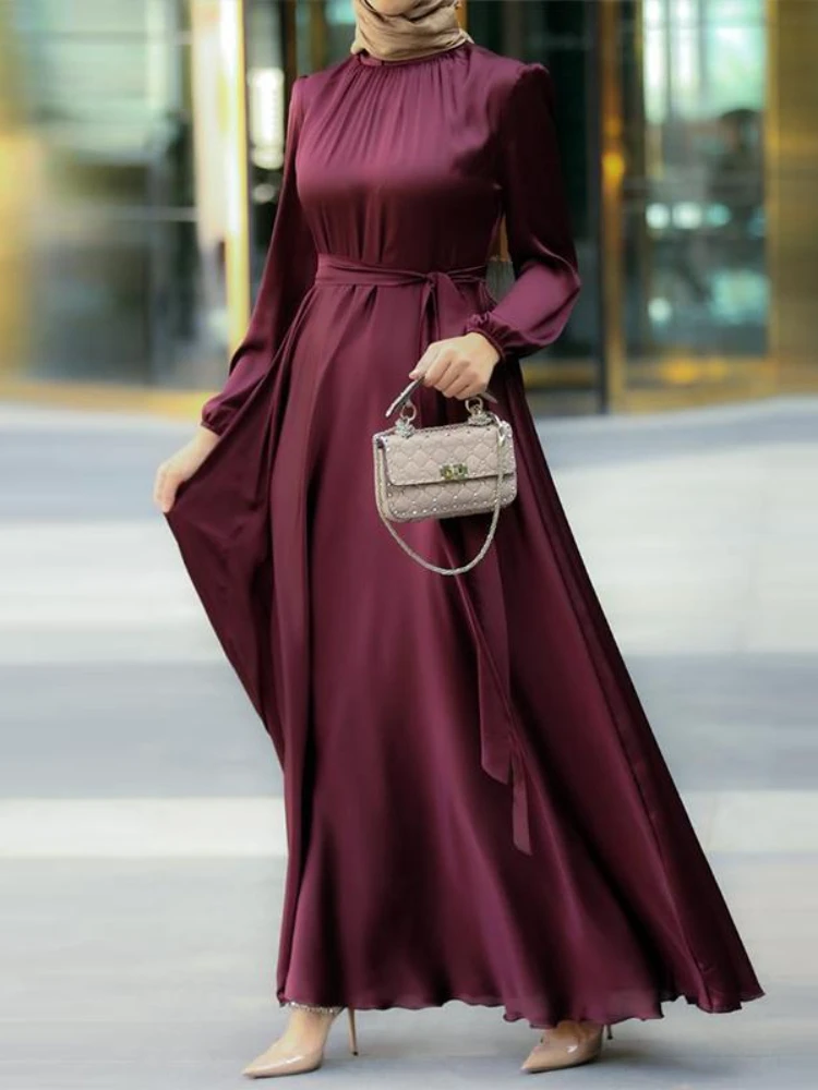 white christmas dresses Delicate Embroidery Dubai Kaftan Abaya Arabic Dress XS / 60 Inches / Matching Embroidered Scarf (24 x 71 Inches) main image 0