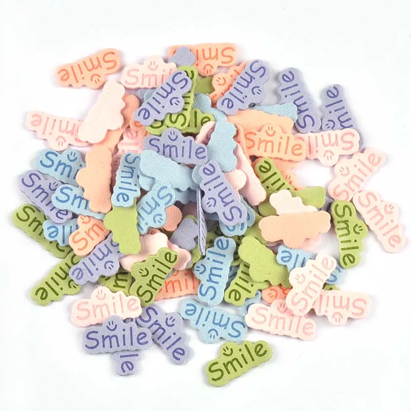 30pcs 14.5x29mm Smile Letter Embossed Leather Labels For Clothes Sewing ...