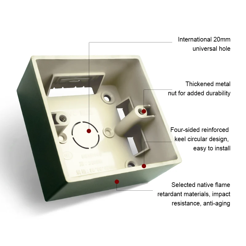 Switch box wall socket box Avoir wall external mounting box 86Type electrical switch socket junction connecting box square surface mounted installation