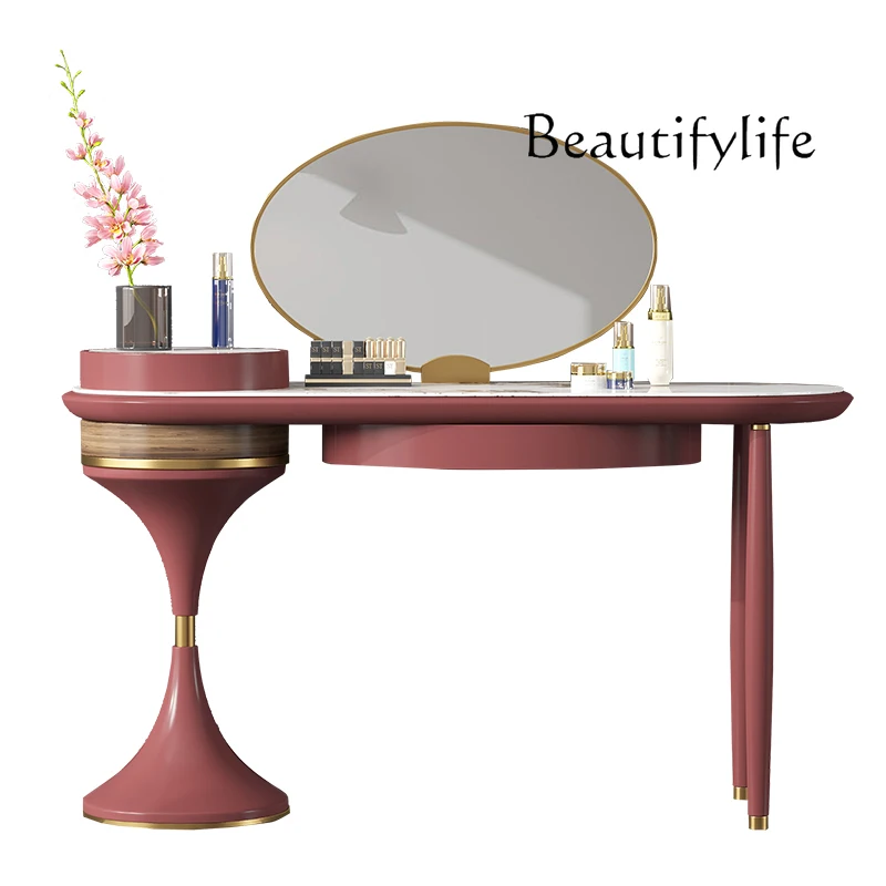 

Light Luxury Italian Dressing Table Bedroom High Sense Integrated Stone Plate Dresser 1.2 M