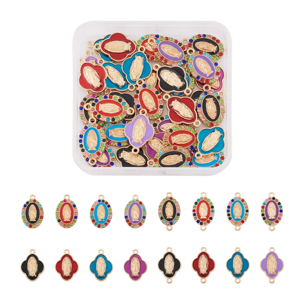 

32Pcs/box Enamel Religious Virgin Mary Link Charms Connector Pendants for Necklace Bracelet Earring Jewelry Making