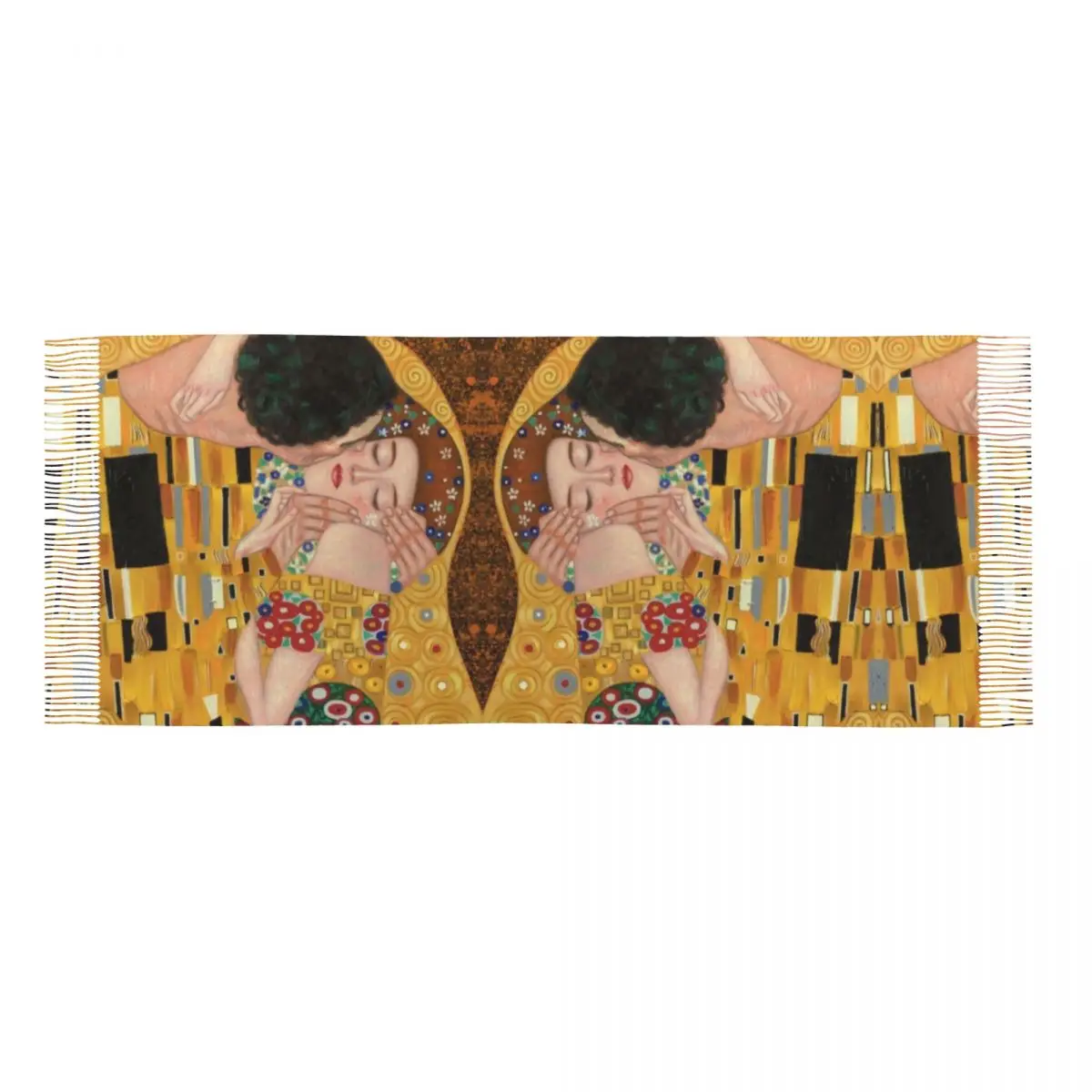 The Kiss By Gustav Klimt Scarf Women Luxury Winter Wrap Shawl Painting Art Tassel Wraps 5