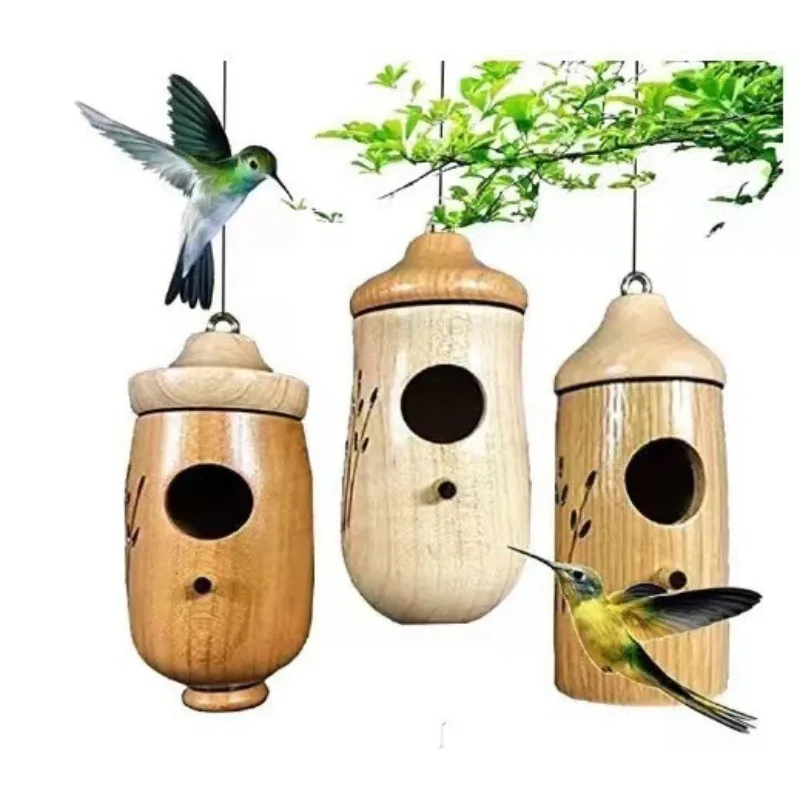 

Wholesale Hummingbird Nest Hanging Swing Wooden Crafts Bird Cage Accessories