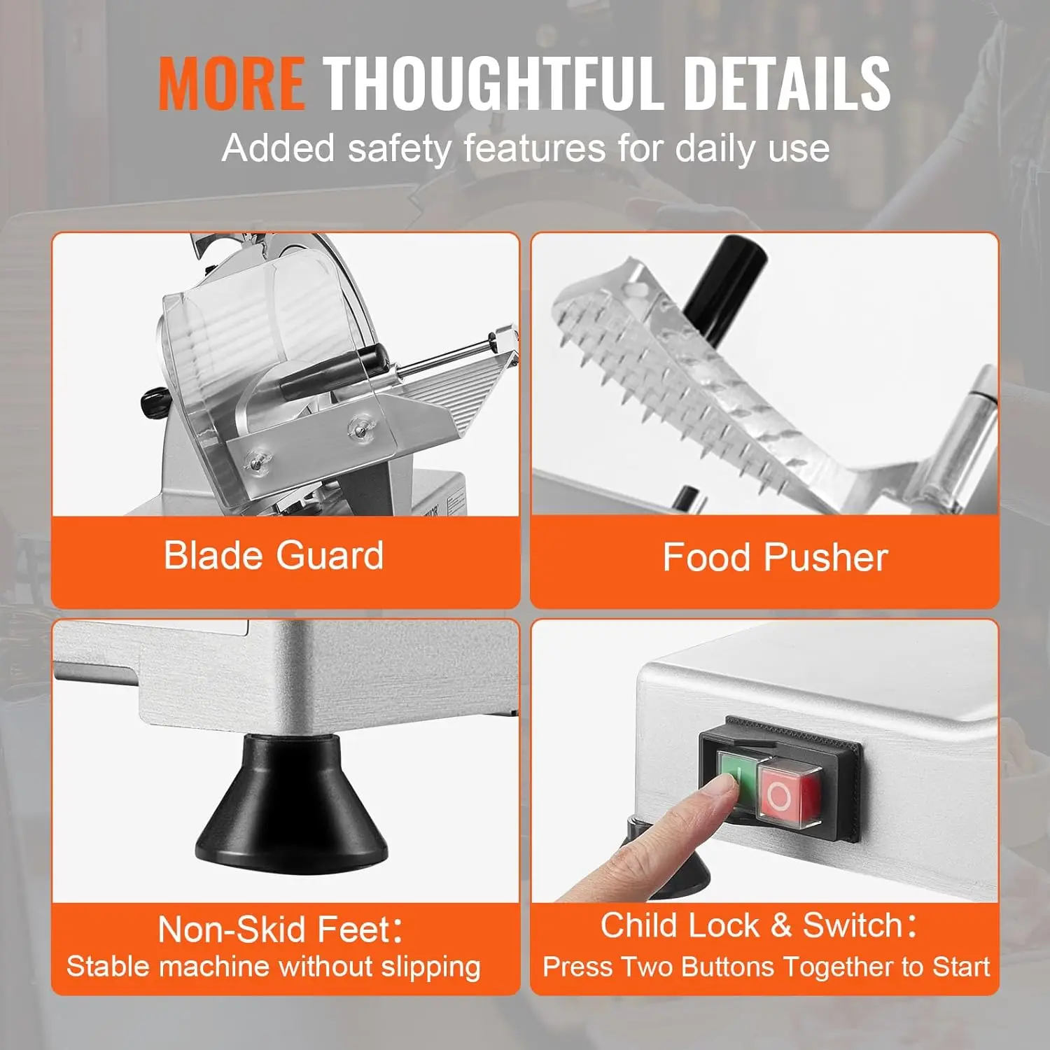 Electric Deli Food Slicer with 10" Stainless Steel Blade and Built-in Sharpening Stone