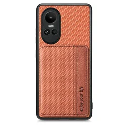 Leather RFID Wallet Card Holder Phone Case with Magnetic Closure for Reno 12 FS (4G)(5G) (Brown)