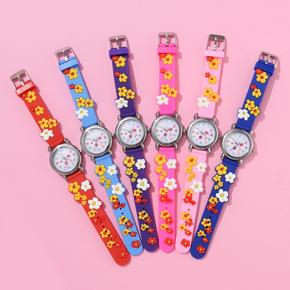 Kids Watch Cartoon Watches Pink Silicone Quartz Wristwatch Birthday Gift Girl Boy Children Study Time