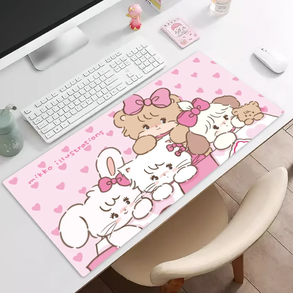 Mikko Illustrations Cute Mousepad Pad Rubber Table Mat Extended Gaming Lock Edge Keyboard Mat 6