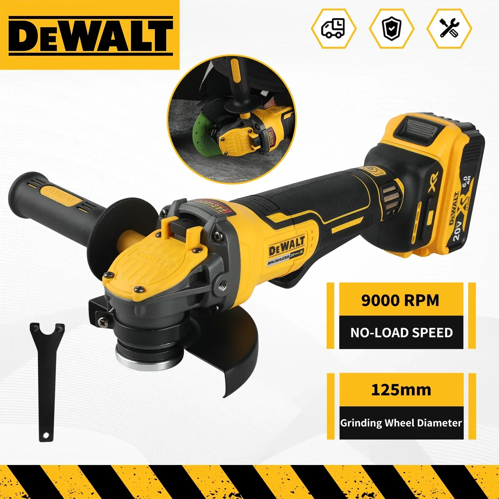 DeWalt Meuleuse 125 mm XR 18V 6Ah Li-Ion DEWALT - DCG409T1-QW pas cher