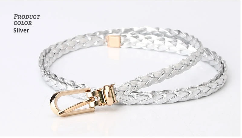 Nuova cintura intrecciata decorativa annodata in stile coreano alla moda da donna, piccola cintura color caramella, cintura con fibbia a clip semplice e personalizzata_voghion.com