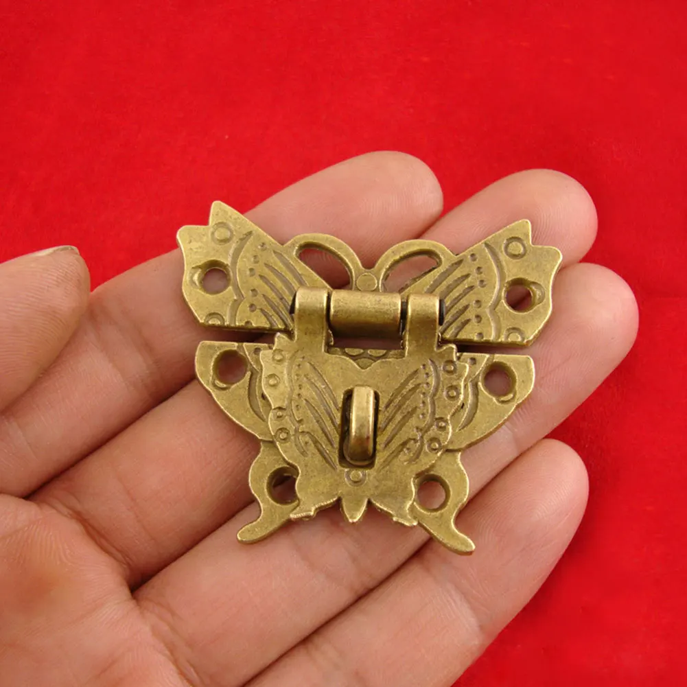 Description Picture 6 of itemRetro Alloy Butterfly Latch Catch Wooden Jewelry Box Case Hasp Lock