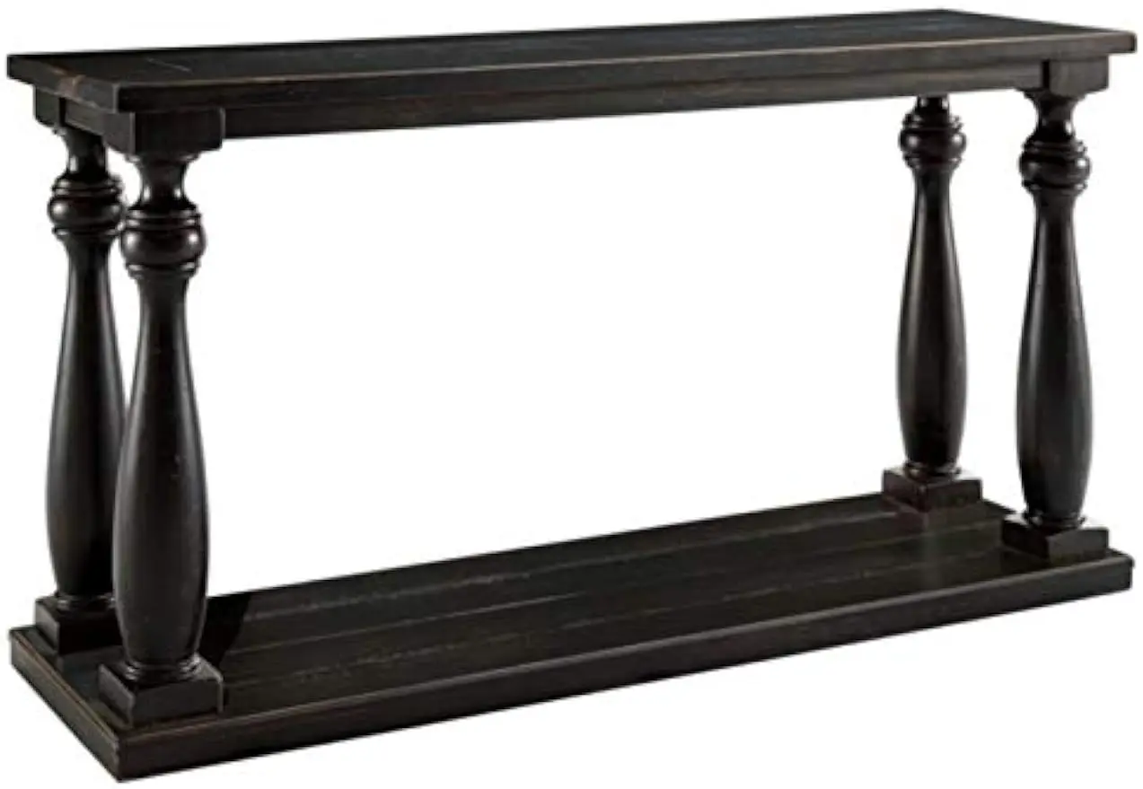 

Signature Design by Ashley Mallacar Rustic Cottage Rectangular Sofa Table with Floor Shelf, Black