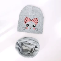 1 Set spring Autumn cartoon animal kitty kitten cat Baby Hat Girl Boy Beanie Cap Children Hat Toddler Kids Hat Scarf Collars 5
