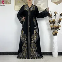 Nouvelle Robe Modeste pour Femmes Musulmanes de Dubaï 2026, en Chiffon Diamanté, Élégante, Style Arabe, Hijab, Abaya Africaine, Robe Islamique à Manches Longues, Robe Turque 3