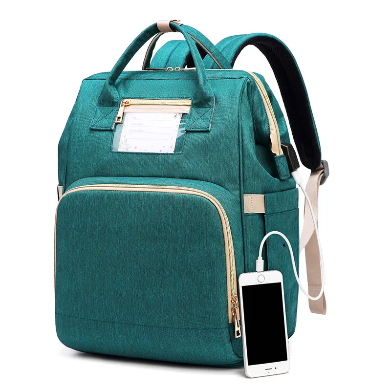 

Portable & Movable Mommy Backpack Bag With USB Baby Diaper Bag