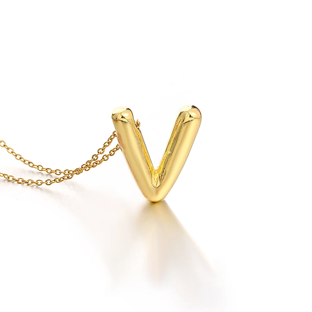 AENSOA Gold Plated Chunky Alphabet Balloon Necklace