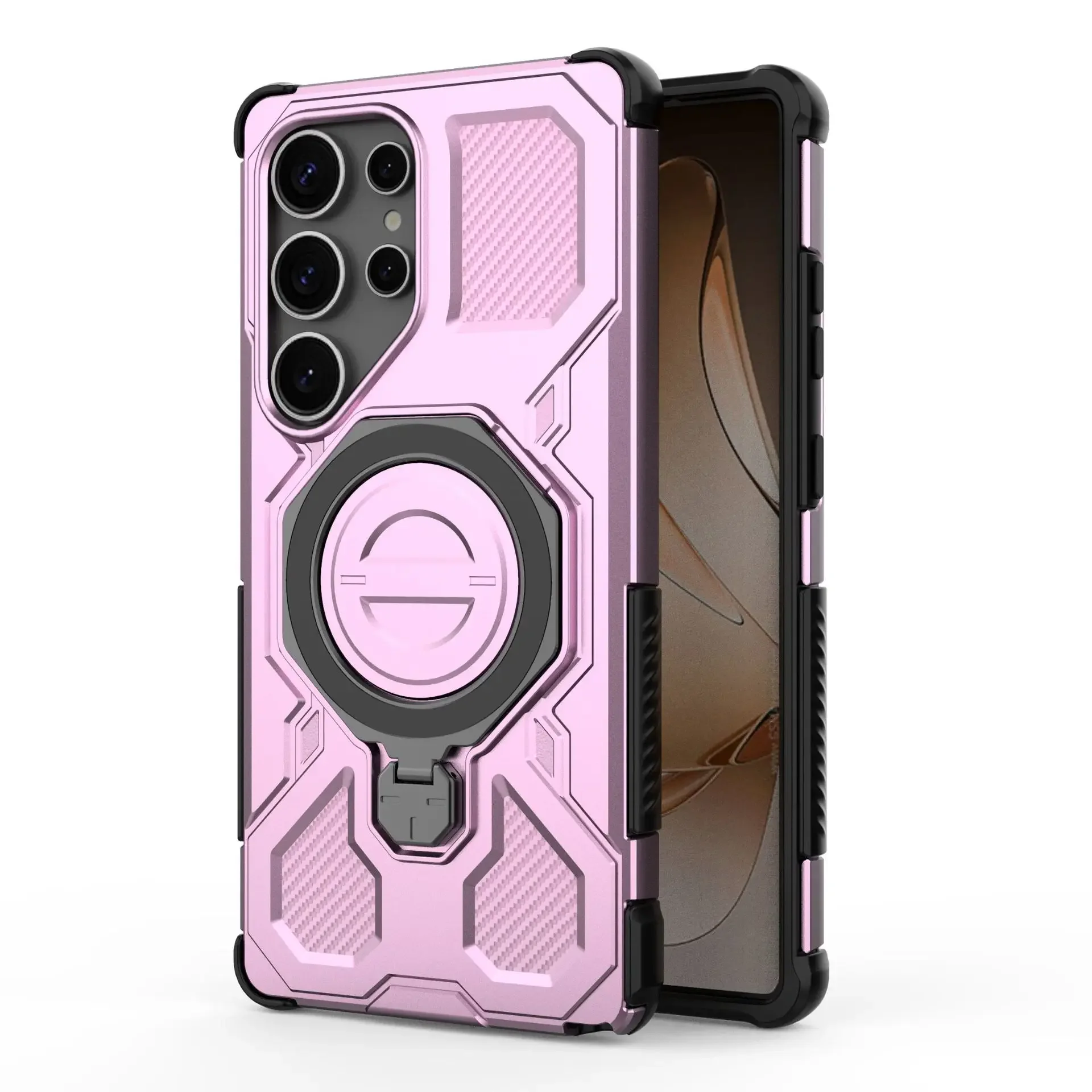 Invisible Stand Phone Case with 360° Rotatable Magnetic Ring Holder - Shockproof PC+TPU Cover