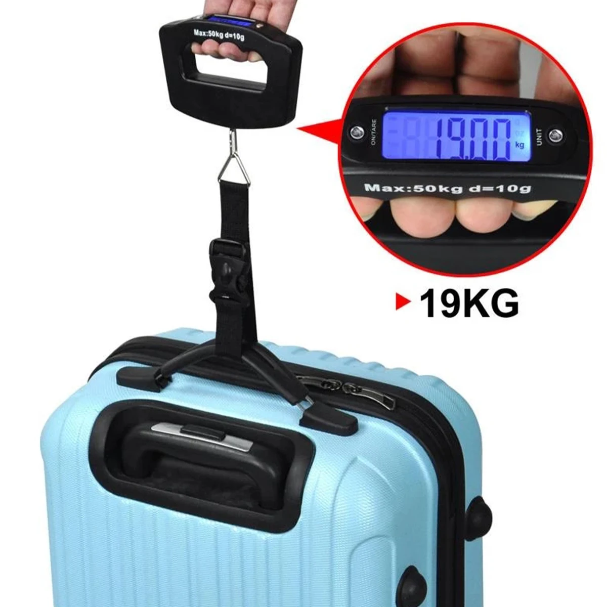 Digital Luggage Scale with Backlight - Portable 50kg Capacity