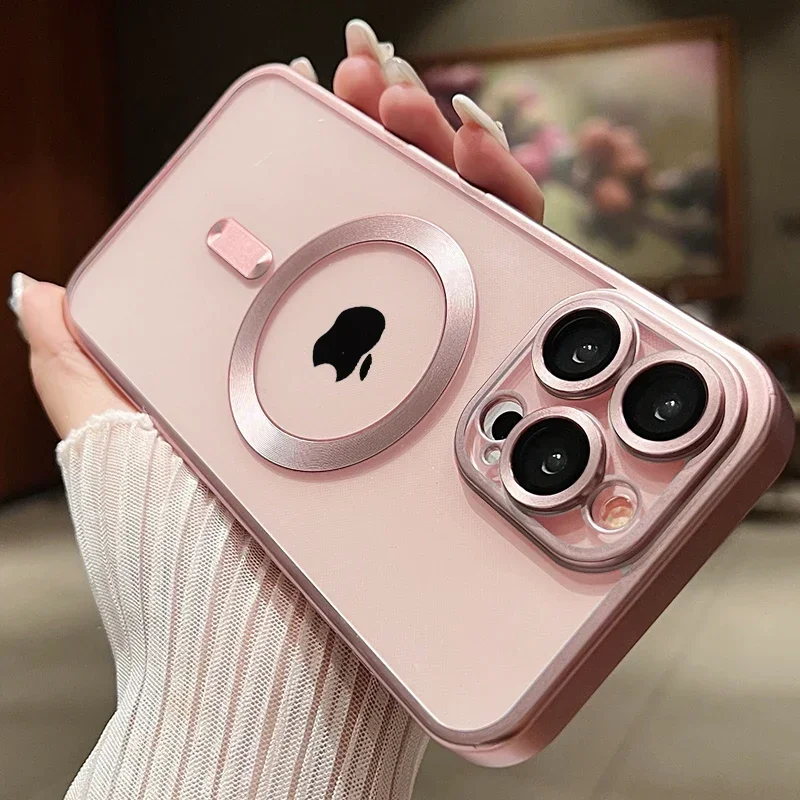 thumbnail image 1 of Magnetic Case For iPhone 15 14 13 12 11 Pro Max Plus Fashion Plating Frosted Matte For Magsafe Bumper Cases Cover funda, 1 of 5